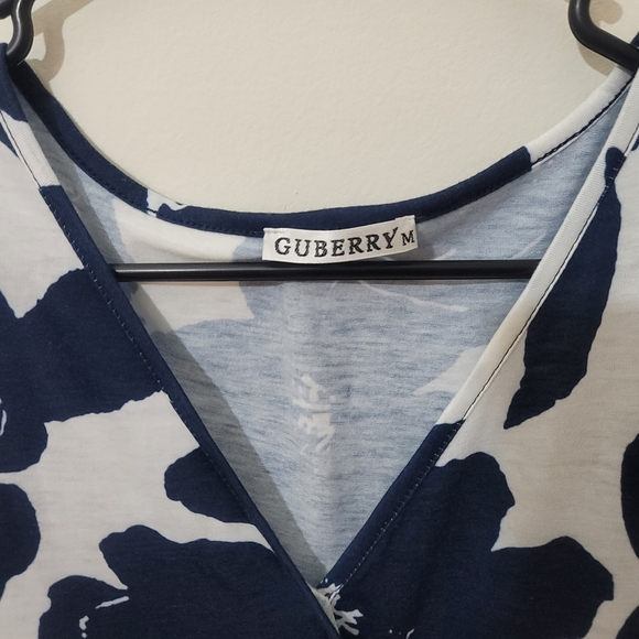 Guberry Dark Blue and White Floral Midi Dress - Picture 2 of 7